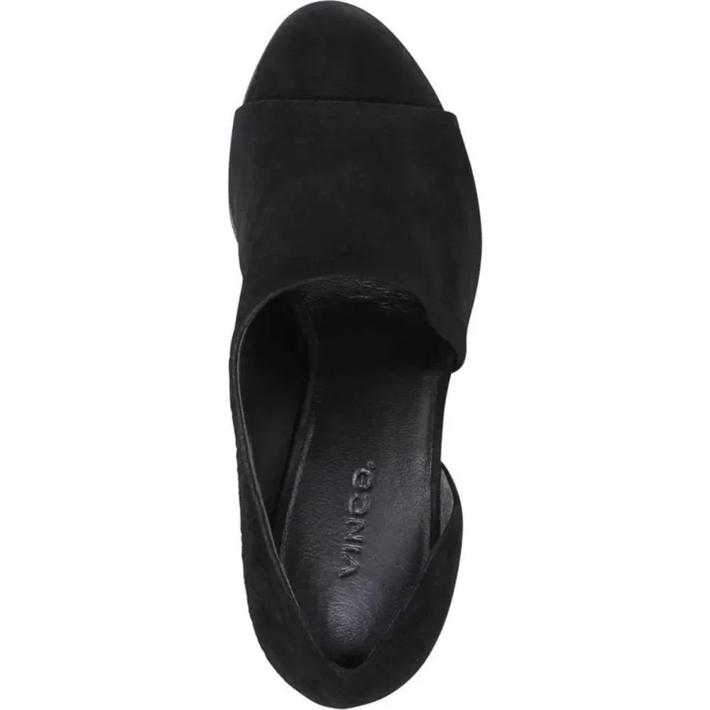 🆕 VINCE Persey Suede Jute Block Heel Pumps Sandal Shoes Black 9 - Picture 5 of 13